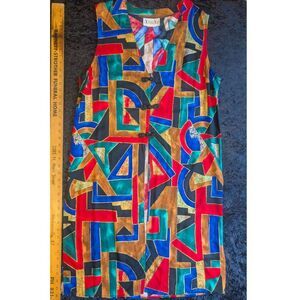 Vintage 80's Vikki V Geometric Art to Wear Vest Toggle Closure Longline Size 14W